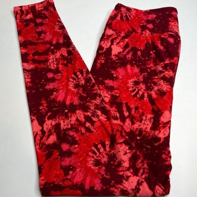 NEW LuLaRoe OS Legging Burgundy RED Tie Dye Diva CHRISTMAS Swirl Spiral Stripe